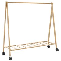 Kledingrek met schappen en wielen 106x34x106,5 cm bamboe 6