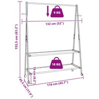 Kledingrek met schappen en wielen 132x45,5x155,5 cm bamboe 9