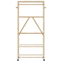 Kledingrek met schappen en wielen 90x40x179,5 cm bamboe 3