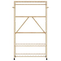 Kledingrek met schappen en wielen 110x40x180 cm bamboe 3
