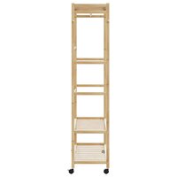 Kledingrek met schappen en wielen 110x40x180 cm bamboe 4