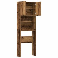 Wasmachinekast 64x24x190 cm bewerkt hout oud houtkleurig 6