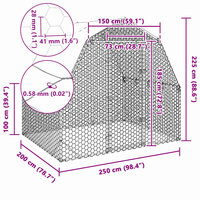 Kippenren met dak 2,5x2x2,25 m gegalvaniseerd staal 8