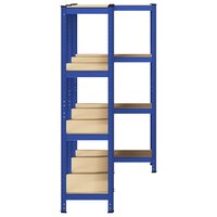 Opbergrekken 3 st 4-laags staal en bewerkt hout blauw 5