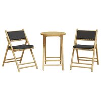 3-delige Bistroset inklapbaar met kussens bamboe donkergrijs 4