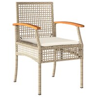 3-delige Bistroset met kussens poly rattan en acaciahout beige 5