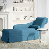 Chaise longue met bolster en rechterarmleuning fluweel blauw 3