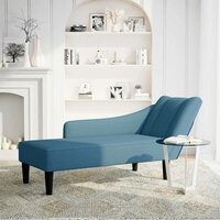 Chaise longue met rechterarmleuning fluweel blauw 2