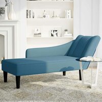 Chaise longue met rechterarmleuning fluweel blauw 3