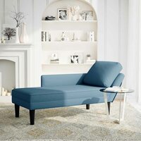Chaise longue met kussen en rechterarmleuning fluweel blauw 2