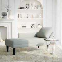 Chaise longue met kussen &amp; rechterarmleuning fluweel lichtgrijs 2