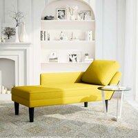 Chaise longue met kussen en rechterarmleuning fluweel geel 2