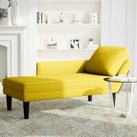 Chaise longue met kussen en rechterarmleuning fluweel geel 3