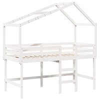 Halfhoogslaper met ladder en bedhuis grenenhout wit 80x200 cm 3
