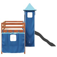 Kinderhoogslaper met toren 80x200 cm massief grenenhout blauw 9