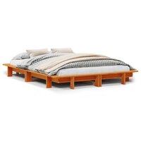 Bed met matras massief grenenhout wasbruin 140x190 cm 2