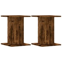 Plantenstandaards 2 st 30x30x40 cm bewerkt hout gerookt eiken 2