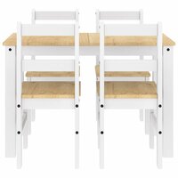 5-delige Eethoek Panama massief grenenhout wit 7