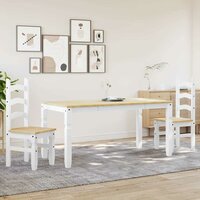 3-delige Eethoek Panama massief grenenhout wit 3