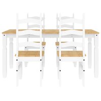 5-delige Eethoek Panama massief grenenhout wit 7
