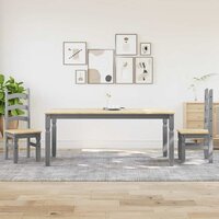 3-delige Eetset Panama massief grenenhout grijs 3