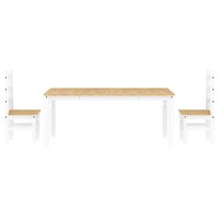 3-delige Eethoek Panama massief grenenhout wit 7