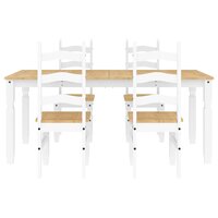 5-delige Eethoek Panama massief grenenhout wit 7