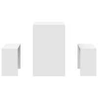 3-delige Eettafel en bankenset bewerkt hout wit 5