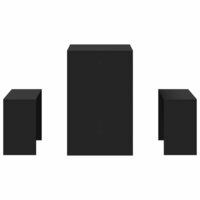 3-delige Eettafel en bankenset bewerkt hout zwart 5