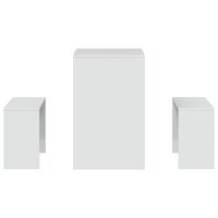 3-delige Eettafel en bankenset bewerkt hout hoogglans wit 5