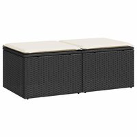2-delige Loungeset met kussens poly rattan acacia zwart 2