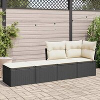2-delige Loungeset met kussens poly rattan acacia zwart 3