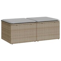 2-delige Loungeset met kussens poly rattan acacia beige 2