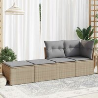 2-delige Loungeset met kussens poly rattan acacia beige 3