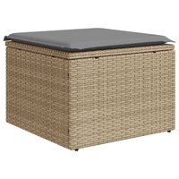 2-delige Loungeset met kussens poly rattan acacia beige 4