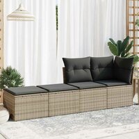 2-delige Loungeset met kussens poly rattan acacia grijs 3