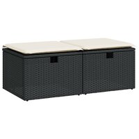 2-delige Loungeset met kussens poly rattan acacia zwart 2