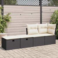 2-delige Loungeset met kussens poly rattan acacia zwart 3