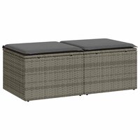 2-delige Loungeset met kussens poly rattan acacia grijs 2