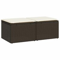 2-delige Loungeset met kussens poly rattan acacia bruin 2