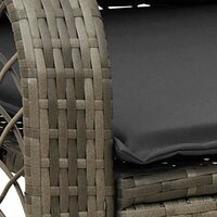 Tuinschommelstoel met kussens poly rattan grijs 8