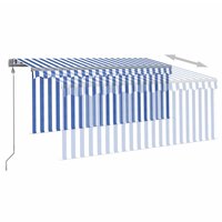 Luifel automatisch uittrekbaar met rolgordijn 3x2,5 m blauw wit 4