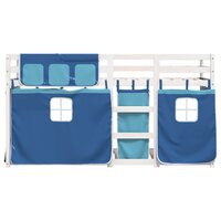 Stapelbed met gordijnen 90x190 cm massief grenenhout blauw 5
