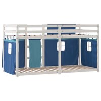 Stapelbed met gordijnen 90x190 cm massief grenenhout blauw 7