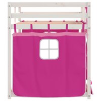 Stapelbed met gordijnen 90x190 cm grenenhout roze 6