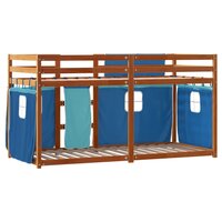 Stapelbed met gordijnen 90x200 cm massief grenenhout blauw 7