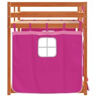 Stapelbed met gordijnen 90x190 cm grenenhout roze 6