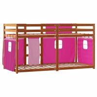 Stapelbed met gordijnen 90x190 cm grenenhout roze 7