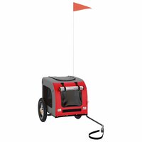 Hondenfietstrailer oxford stof en ijzer rood en grijs 2