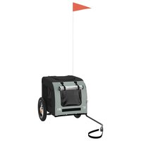 Hondenfietstrailer oxford stof en ijzer grijs en zwart 2